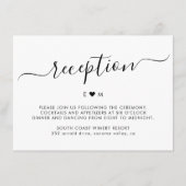 Elegante Script Heart Monogram Wedding Reception Begleitkarte (Vorderseite)