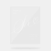 Elegante Script Heart Wedding Tischnummer 6 Acrylschild (Vorderseite)