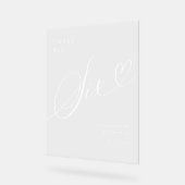 Elegante Script Heart Wedding Tischnummer 6 Acrylschild (Winkel)
