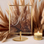 Elegante Script Heart Wedding Tischnummer 6 Acrylschild