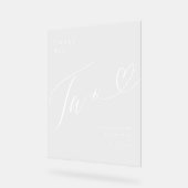 Elegante Script Heart Wedding Tischnummer Zwei Acrylschild (Winkel)