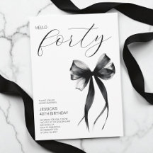 Elegante Script Hello Forty Schleife 40. Geburtsta