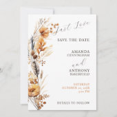 Elegante Script Herbst-Blume Hochzeit Save The Date (Vorderseite)