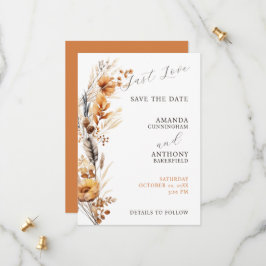 Elegante Script Herbst-Blume Hochzeit Save The Date