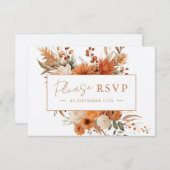 Elegante Script Herbst Botanische Blumenhochzeit RSVP Karte (Vorne/Hinten)