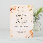 Elegante Script Herbsthochzeit Einladung (Stehend Vorderseite)