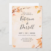 Elegante Script Herbsthochzeit Einladung (Vorne/Hinten)