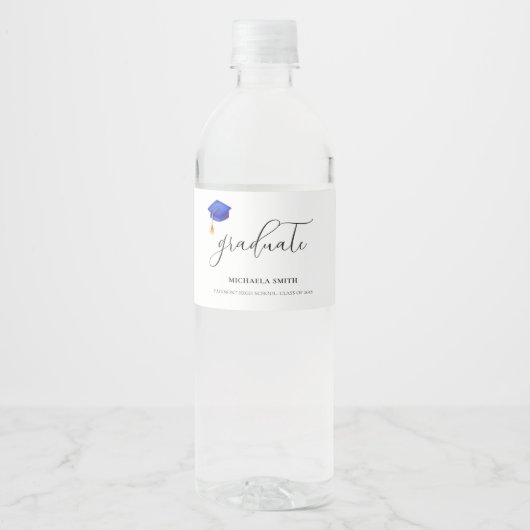 Elegante Script High School Graduate Wasserflaschenetikett (Vorderseite)