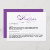 Elegante Script-Hochzeitrichtungen - Lila Begleitkarte (Vorne/Hinten)