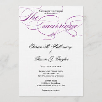 Elegante Script Hochzeitseinladung - Lila Einladung
