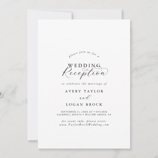 Elegante Script Hochzeitsempfehlung Einladung (Vorderseite)
