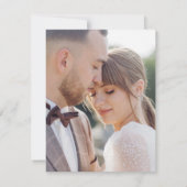 Elegante Script Hochzeitsnachricht für Fotos Dankeskarte (Rückseite)