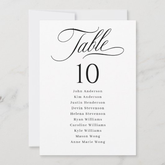 Elegante Script-Hochzeitsstichtabelle-Tischnummern (Rückseite)