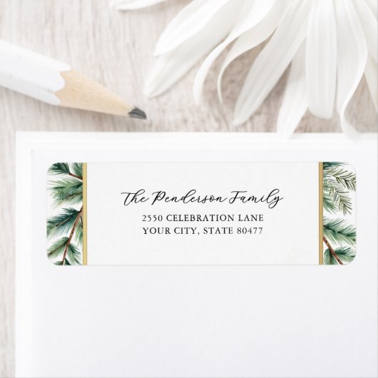 Elegante Script Holiday Pines Gold Frame Custom (Insitu)