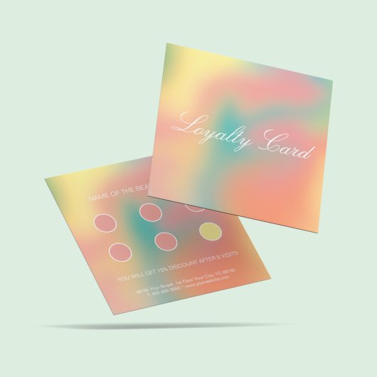 Elegante Script Holographic Rainbow Loyalty Card Quadratische Visitenkarte