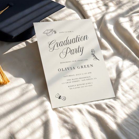 Elegante Script Illustriert Graduation Party Einladung