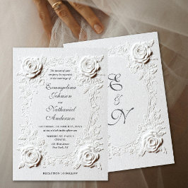 Elegante Script-Imitate Embossed Rose Formal Weddi Einladung