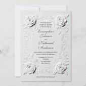 Elegante Script-Imitate Embossed Rose Formal Weddi Einladung (Vorderseite)