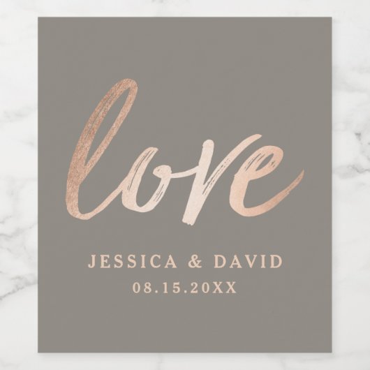 Elegante Script-Imitate Foil-Liebe Weinetikett (Einzelnes Label)