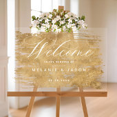 Elegante Script-Imitate Gold Brushed Welcome Weddi Acrylschild