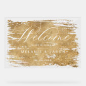 Elegante Script-Imitate Gold Brushed Welcome Weddi Acrylschild (Vorderseite)