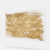 Elegante Script-Imitate Gold Brushed Welcome Weddi Acrylschild (Winkel)