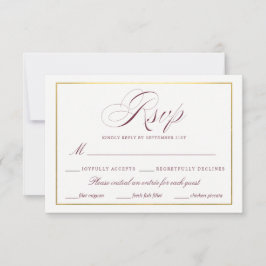 Elegante Script-Imitate Gold Burgundy UAWG Meals RSVP Karte