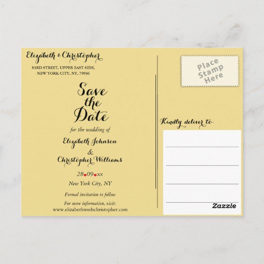 Elegante Script-Imitate Gold-Hochzeit speichern Si Postkarte (Rückseite)