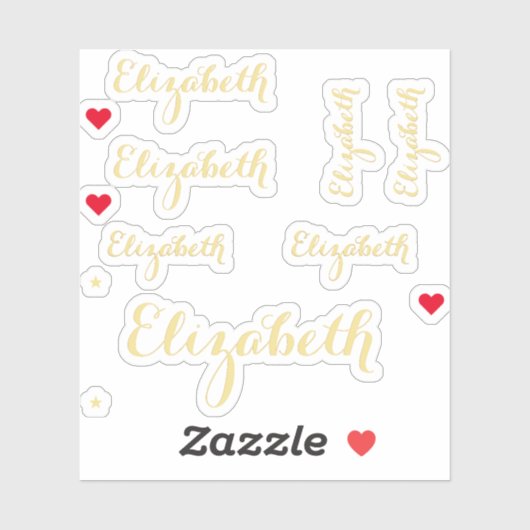 Elegante Script-Imitate Gold Name DIY Custom Cut V Aufkleber (Blatt)