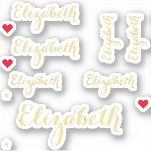 Elegante Script-Imitate Gold Name DIY Custom Cut V Aufkleber (Vorderseite)