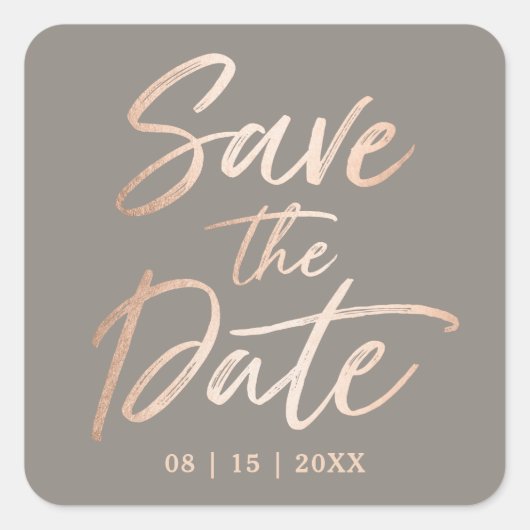 Elegante Script-Imitate Save the Date aufzeichnen Quadratischer Aufkleber (Vorderseite)