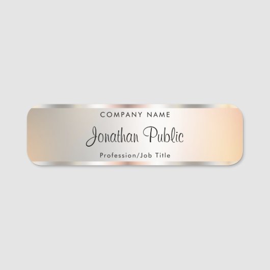 Elegante Script-Imitate Silver-Vorlage Handgeschri Namensschild (Vorderseite)