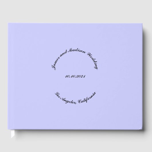 Elegante Script Individuelle Name Date Lavender Ho Gästebuch (Vorderseite)