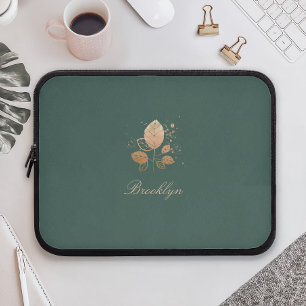 Elegante Script Individuelle Name Rose Gold Floral Laptopschutzhülle