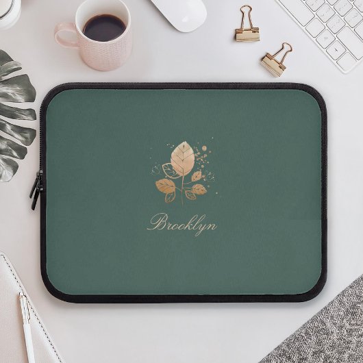 Elegante Script Individuelle Name Rose Gold Floral Laptopschutzhülle