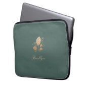 Elegante Script Individuelle Name Rose Gold Floral Laptopschutzhülle (Vorderseite Links)