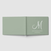 Elegante Script Initial Wedding Monogram Sage Gree Gästebuch (Voll)