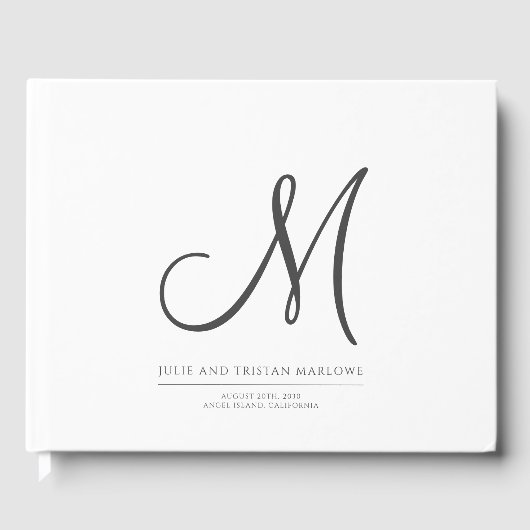 Elegante Script Initial Wedding Monogram Wedding Gästebuch (Vorderseite)