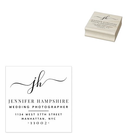 Elegante Script Initials Business-Rücksendeadresse Gummistempel (Stempel)