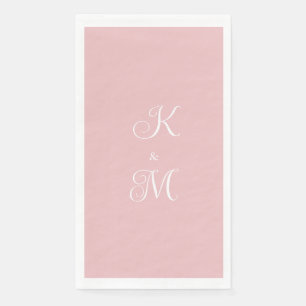 Elegante Script Initials Pink Wedding Serviette