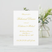 Elegante Script Island Citrus Hochzeitsprobe Einladung (Stehend Vorderseite)