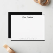 Elegante Script Jet Black Stationery Border Mitteilungskarte (Vorderseite/Rückseite Beispiel)