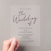 Elegante Script-Kalligrafie Einfache formale Hochz Acryleinladungen (Insitu (Handheld))