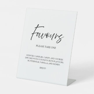 Elegante Script-Kalligrafie-Favoriten für White We Sockelschild