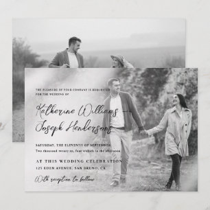 Elegante Script Kalligrafie Modern Foto & QR-Code Einladung