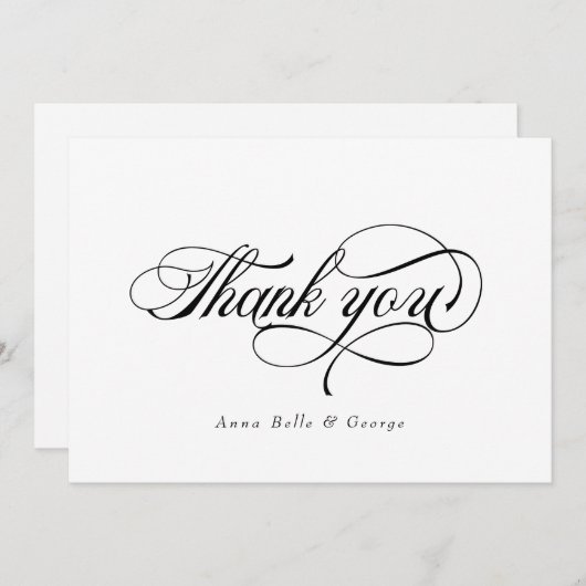 Elegante Script-Kalligrafie Moderne Individuelle N Dankeskarte (Vorne/Hinten)
