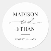 Elegante Script-Kalligraphie-Gastgeschenk Hochzeit Runder Aufkleber (Vorderseite)