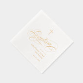 Elegante Script-Kalligraphie Gender Neutrale Taufe Servietten Mit Folie (Rechts)