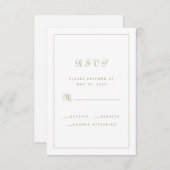 Elegante Script-Klasse Gold White Wedding Enclosur RSVP Karte (Vorne/Hinten)