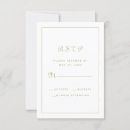Elegante Script-Klasse Gold White Wedding Enclosur RSVP Karte
